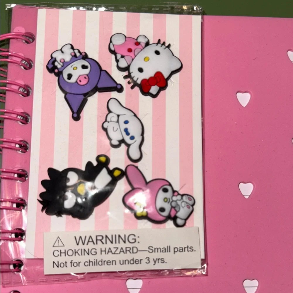 Hello Kitty Pink “Jibbitz” type Notebook, Tab Journal and Pen & Highlighters Set